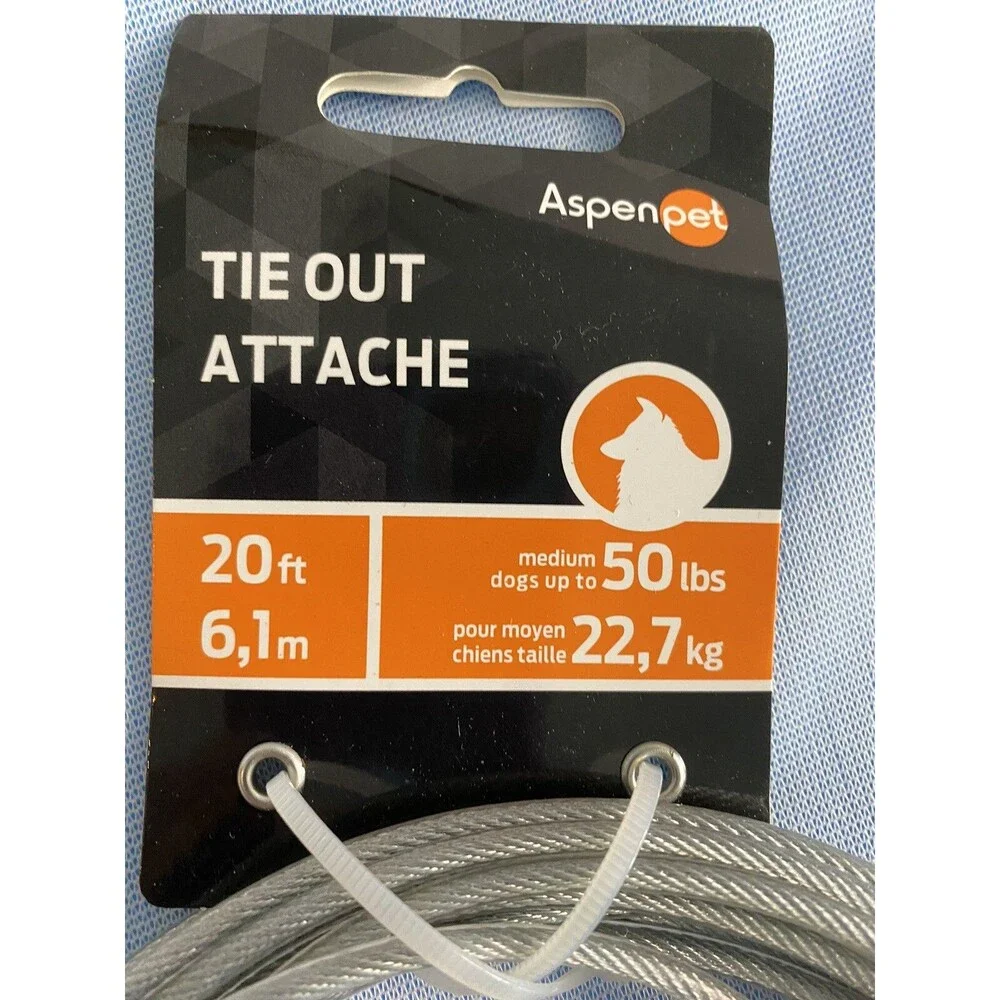 Petmate 1700-Pound Break Strength Tieout Cable, 20 - Feet Silver